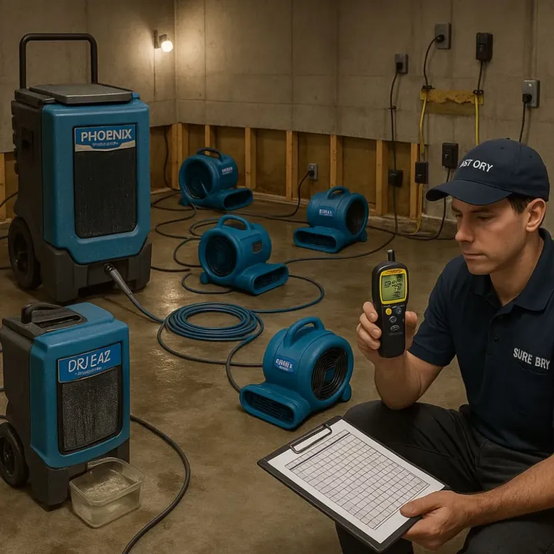 Structural Drying and Dehumidification process in Oxford County, ME